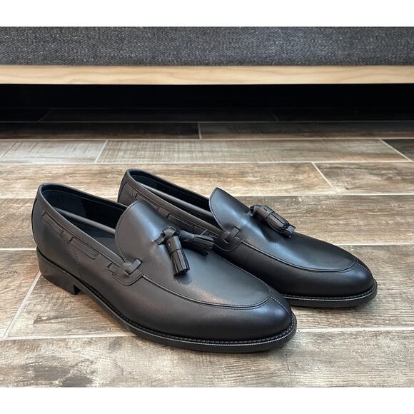 $950 NIB Nettleton Black Leather Almond Toe Tassel Loafers Slip Ons Shoes 13 main image 7